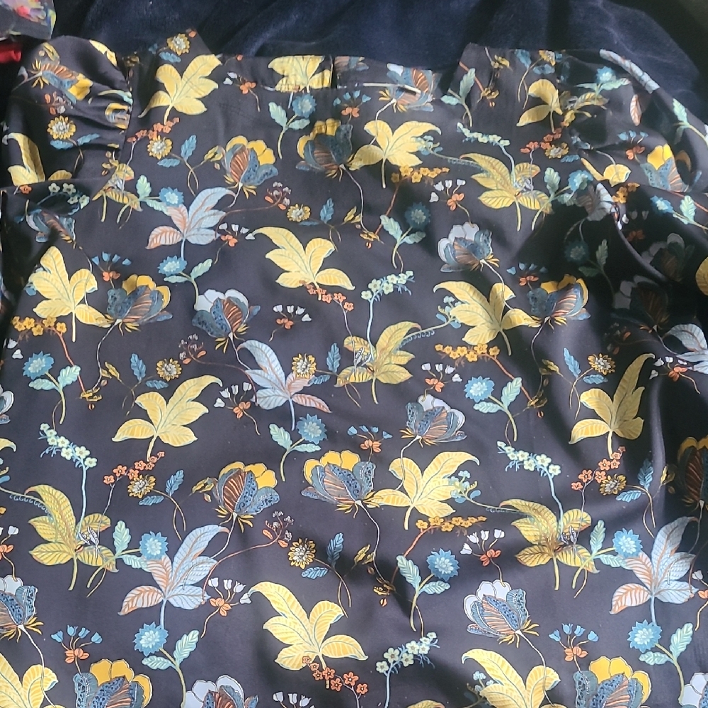 LOFT Black Duvet Cover with Yellow and Blue Floral Design